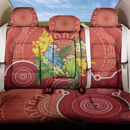 Budgerigar Australia Christmas Back Car Seat Cover Budgies Golden Wattle Aboriginal Red - Aussie Hoodie