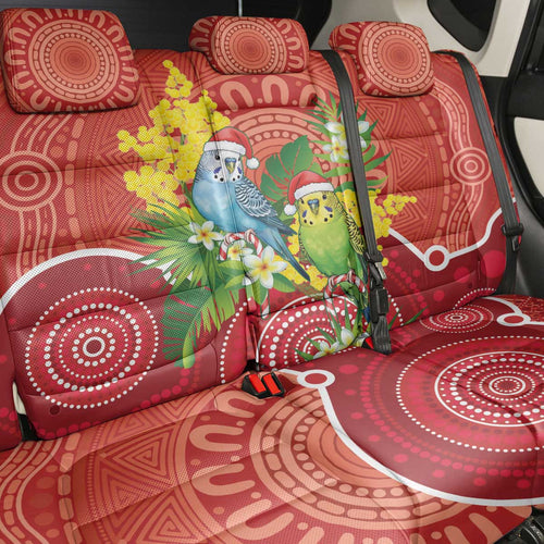 Budgerigar Australia Christmas Back Car Seat Cover Budgies Golden Wattle Aboriginal Red - Aussie Hoodie
