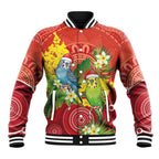 Budgerigar Australia Christmas Baseball Jacket Budgies Golden Wattle Aboriginal Red - Aussie Hoodie