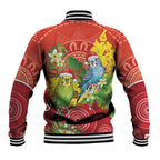 Budgerigar Australia Christmas Baseball Jacket Budgies Golden Wattle Aboriginal Red - Aussie Hoodie