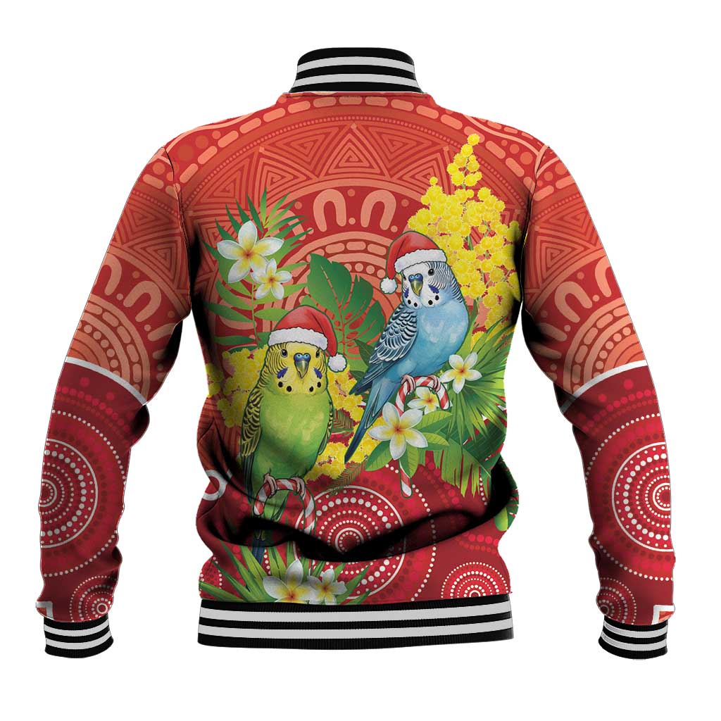 Budgerigar Australia Christmas Baseball Jacket Budgies Golden Wattle Aboriginal Red - Aussie Hoodie