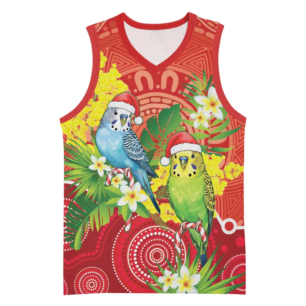 Budgerigar Australia Christmas Basketball Jersey Budgies Golden Wattle Aboriginal Red - Aussie Hoodie