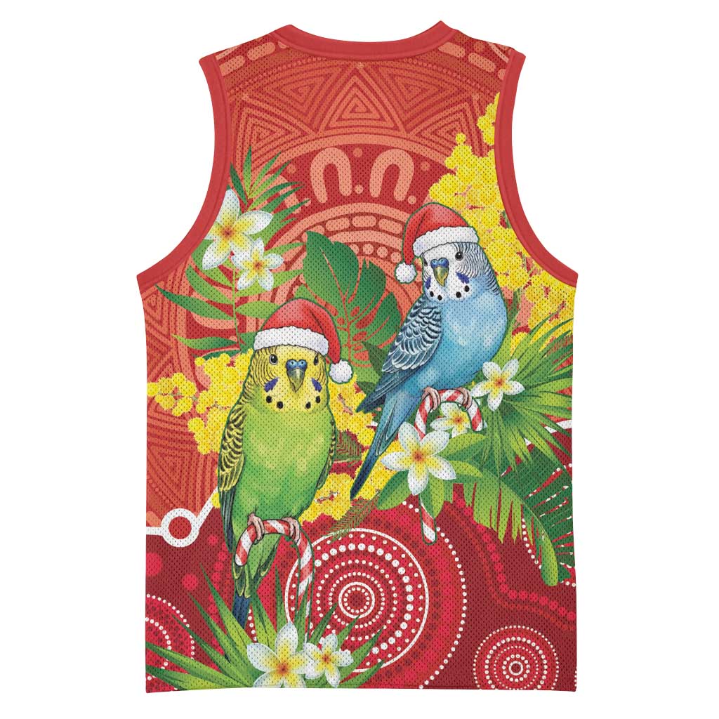 Budgerigar Australia Christmas Basketball Jersey Budgies Golden Wattle Aboriginal Red - Aussie Hoodie