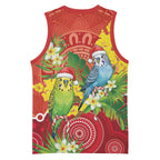 Budgerigar Australia Christmas Basketball Jersey Budgies Golden Wattle Aboriginal Red - Aussie Hoodie