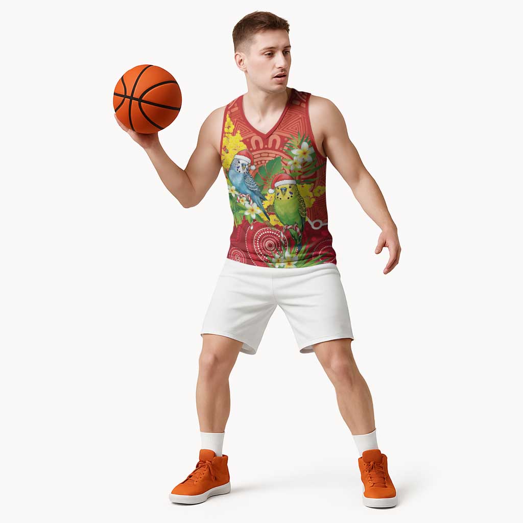 Budgerigar Australia Christmas Basketball Jersey Budgies Golden Wattle Aboriginal Red - Aussie Hoodie