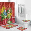 Budgerigar Australia Christmas Bathroom Set Budgies Golden Wattle Aboriginal Red - Aussie Hoodie