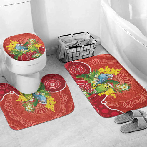 Budgerigar Australia Christmas Bathroom Set Budgies Golden Wattle Aboriginal Red - Aussie Hoodie