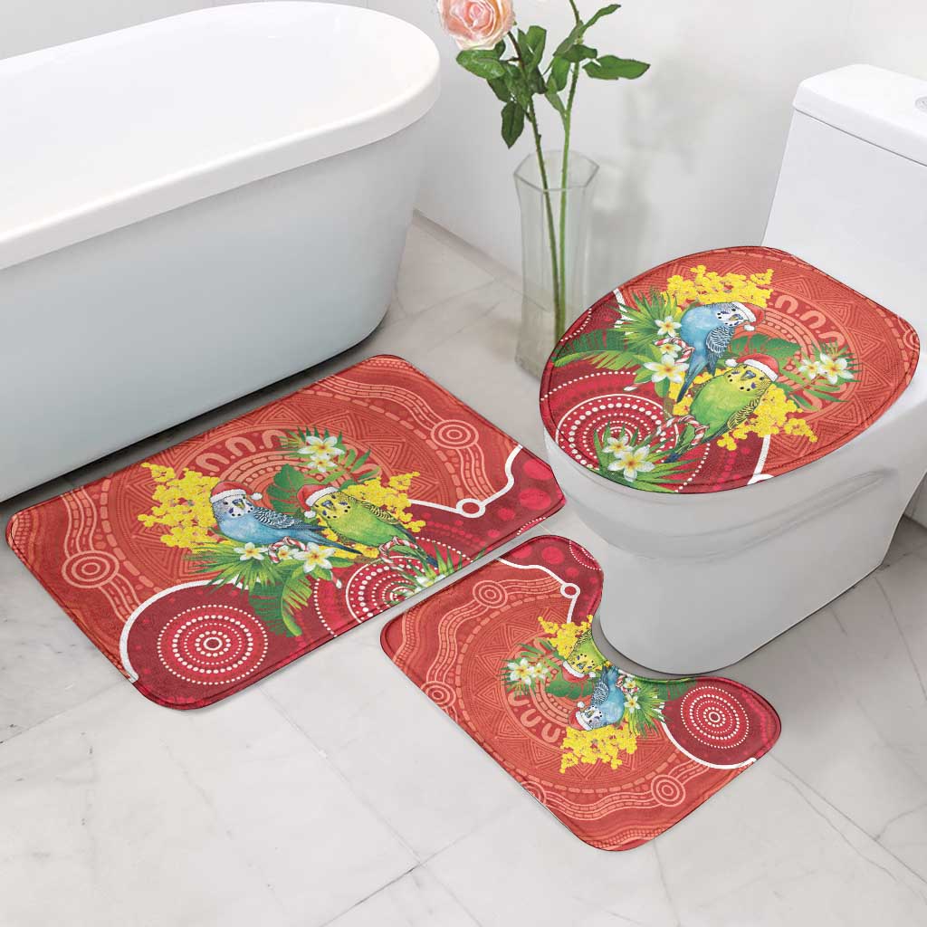 Budgerigar Australia Christmas Bathroom Set Budgies Golden Wattle Aboriginal Red - Aussie Hoodie