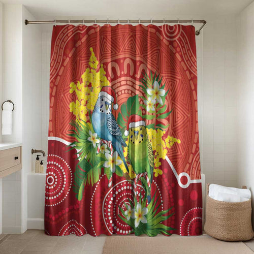 Budgerigar Australia Christmas Bathroom Set Budgies Golden Wattle Aboriginal Red - Aussie Hoodie