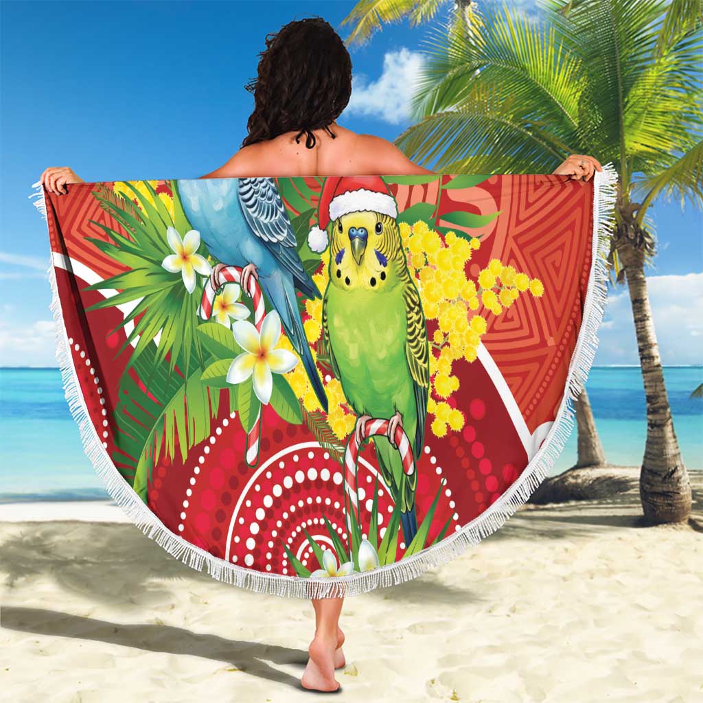 Budgerigar Australia Christmas Beach Blanket Budgies Golden Wattle Aboriginal Red - Aussie Hoodie