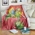 Budgerigar Australia Christmas Blanket Budgies Golden Wattle Aboriginal Red - Aussie Hoodie