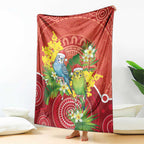 Budgerigar Australia Christmas Blanket Budgies Golden Wattle Aboriginal Red - Aussie Hoodie