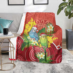 Budgerigar Australia Christmas Blanket Budgies Golden Wattle Aboriginal Red - Aussie Hoodie