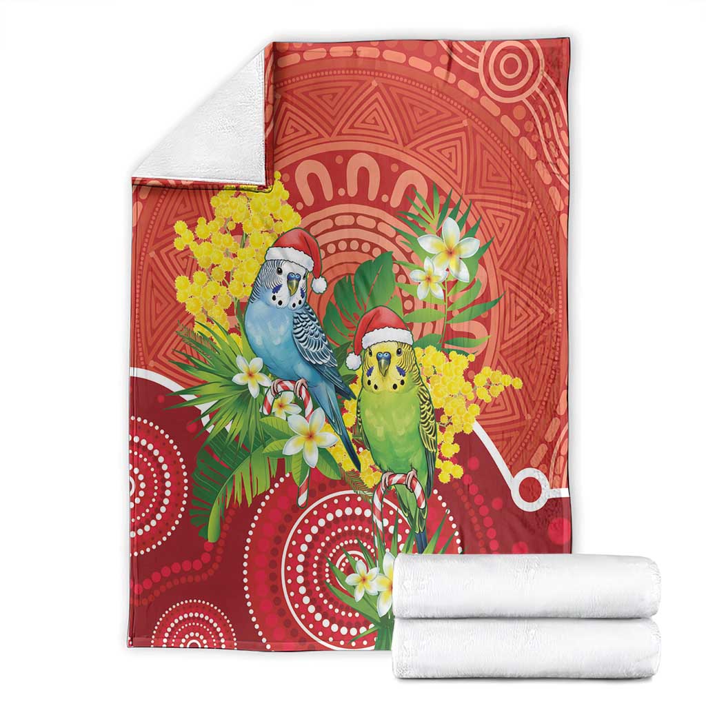 Budgerigar Australia Christmas Blanket Budgies Golden Wattle Aboriginal Red - Aussie Hoodie