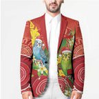 Budgerigar Australia Christmas Blazer Budgies Golden Wattle Aboriginal Red - Aussie Hoodie
