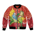 Budgerigar Australia Christmas Bomber Jacket Budgies Golden Wattle Aboriginal Red - Aussie Hoodie