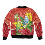 Budgerigar Australia Christmas Bomber Jacket Budgies Golden Wattle Aboriginal Red - Aussie Hoodie