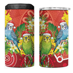 Budgerigar Australia Christmas 4 in 1 Can Cooler Tumbler Budgies Golden Wattle Aboriginal Red - Aussie Hoodie