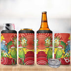 Budgerigar Australia Christmas 4 in 1 Can Cooler Tumbler Budgies Golden Wattle Aboriginal Red - Aussie Hoodie