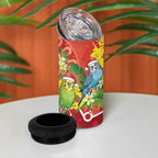 Budgerigar Australia Christmas 4 in 1 Can Cooler Tumbler Budgies Golden Wattle Aboriginal Red - Aussie Hoodie