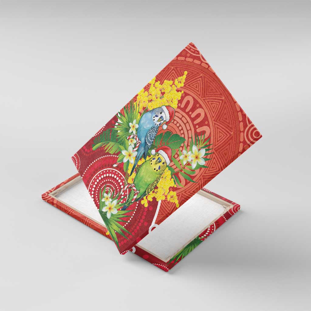 Budgerigar Australia Christmas Canvas Wall Art Budgies Golden Wattle Aboriginal Red - Aussie Hoodie