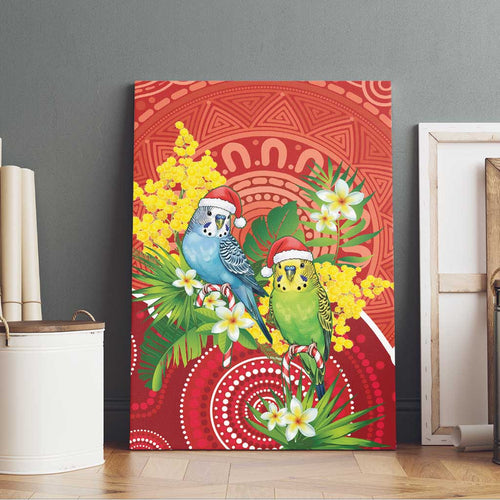 Budgerigar Australia Christmas Canvas Wall Art Budgies Golden Wattle Aboriginal Red - Aussie Hoodie