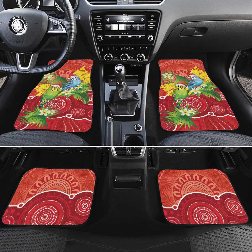 Budgerigar Australia Christmas Car Mats Budgies Golden Wattle Aboriginal Red - Aussie Hoodie