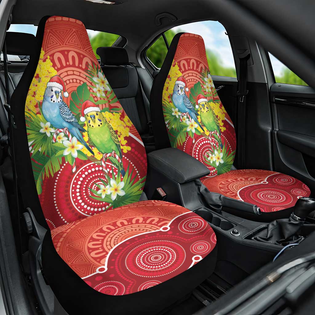 Budgerigar Australia Christmas Car Seat Cover Budgies Golden Wattle Aboriginal Red - Aussie Hoodie