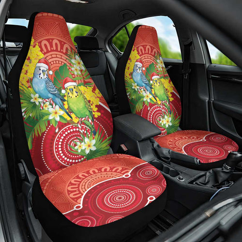 Budgerigar Australia Christmas Car Seat Cover Budgies Golden Wattle Aboriginal Red - Aussie Hoodie