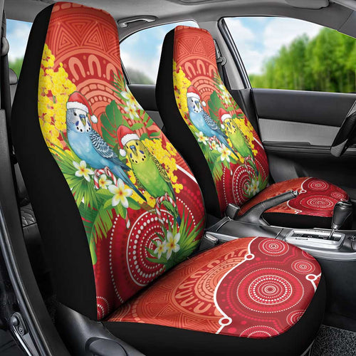 Budgerigar Australia Christmas Car Seat Cover Budgies Golden Wattle Aboriginal Red - Aussie Hoodie