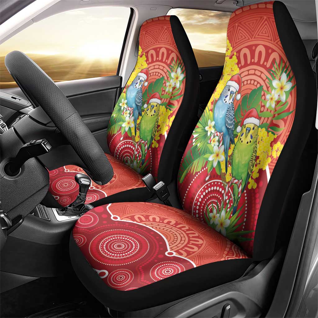 Budgerigar Australia Christmas Car Seat Cover Budgies Golden Wattle Aboriginal Red - Aussie Hoodie