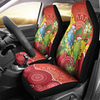 Budgerigar Australia Christmas Car Seat Cover Budgies Golden Wattle Aboriginal Red - Aussie Hoodie