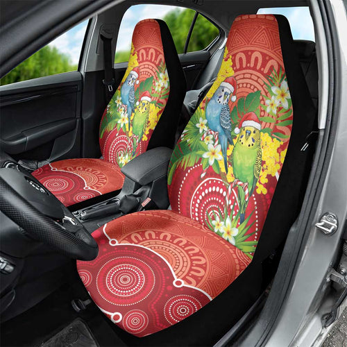Budgerigar Australia Christmas Car Seat Cover Budgies Golden Wattle Aboriginal Red - Aussie Hoodie