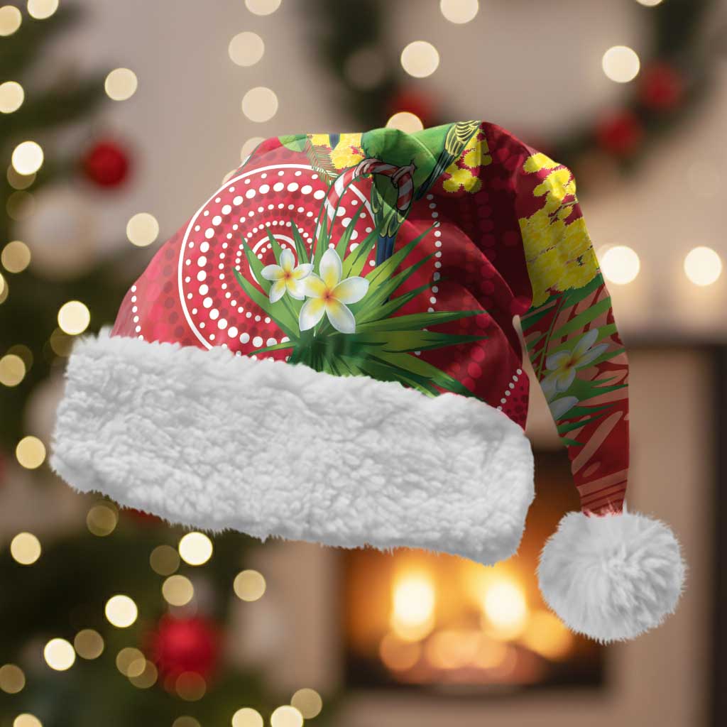 Budgerigar Australia Christmas Santa Hat Budgies Golden Wattle Aboriginal Red - Aussie Hoodie