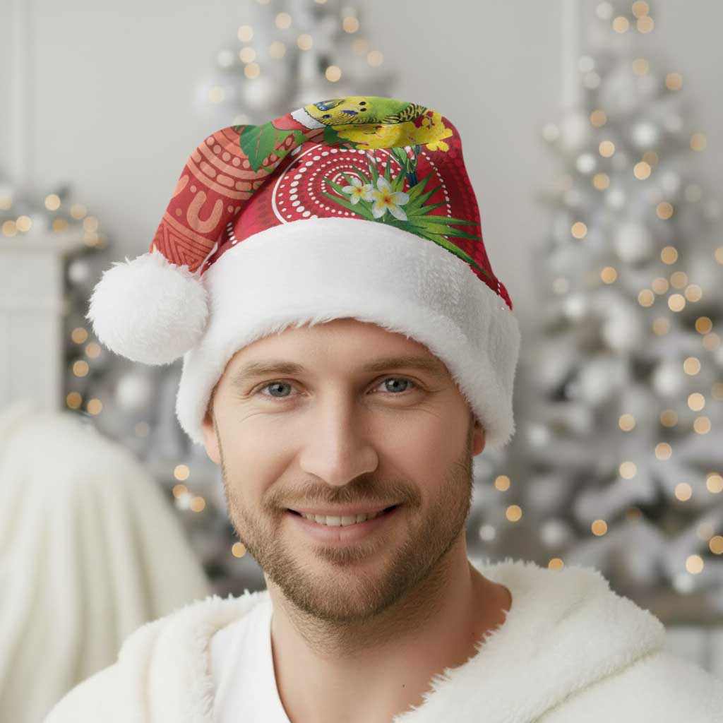 Budgerigar Australia Christmas Santa Hat Budgies Golden Wattle Aboriginal Red - Aussie Hoodie