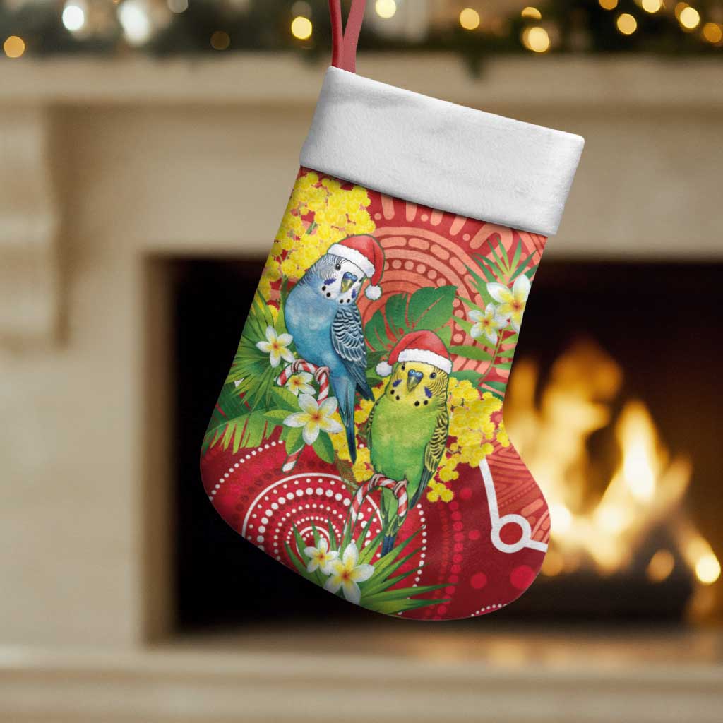 Budgerigar Australia Christmas Stocking Budgies Golden Wattle Aboriginal Red - Aussie Hoodie