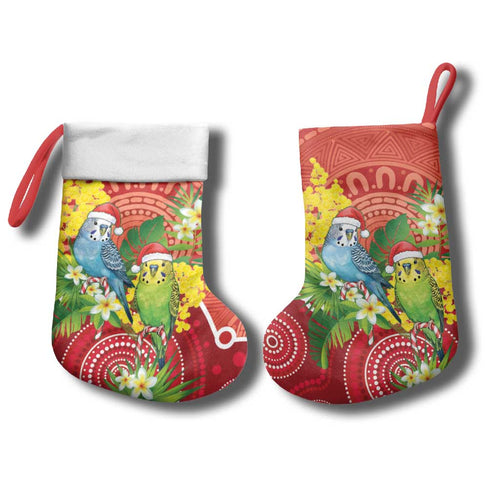 Budgerigar Australia Christmas Stocking Budgies Golden Wattle Aboriginal Red - Aussie Hoodie