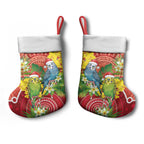 Budgerigar Australia Christmas Stocking Budgies Golden Wattle Aboriginal Red - Aussie Hoodie