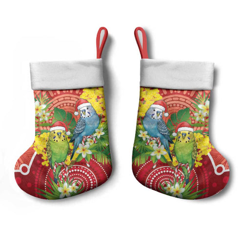 Budgerigar Australia Christmas Stocking Budgies Golden Wattle Aboriginal Red - Aussie Hoodie