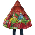 Budgerigar Australia Christmas Cloak Budgies Golden Wattle Aboriginal Red - Aussie Hoodie