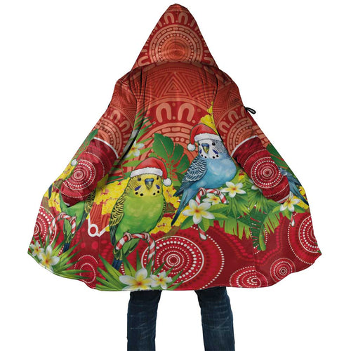 Budgerigar Australia Christmas Cloak Budgies Golden Wattle Aboriginal Red - Aussie Hoodie