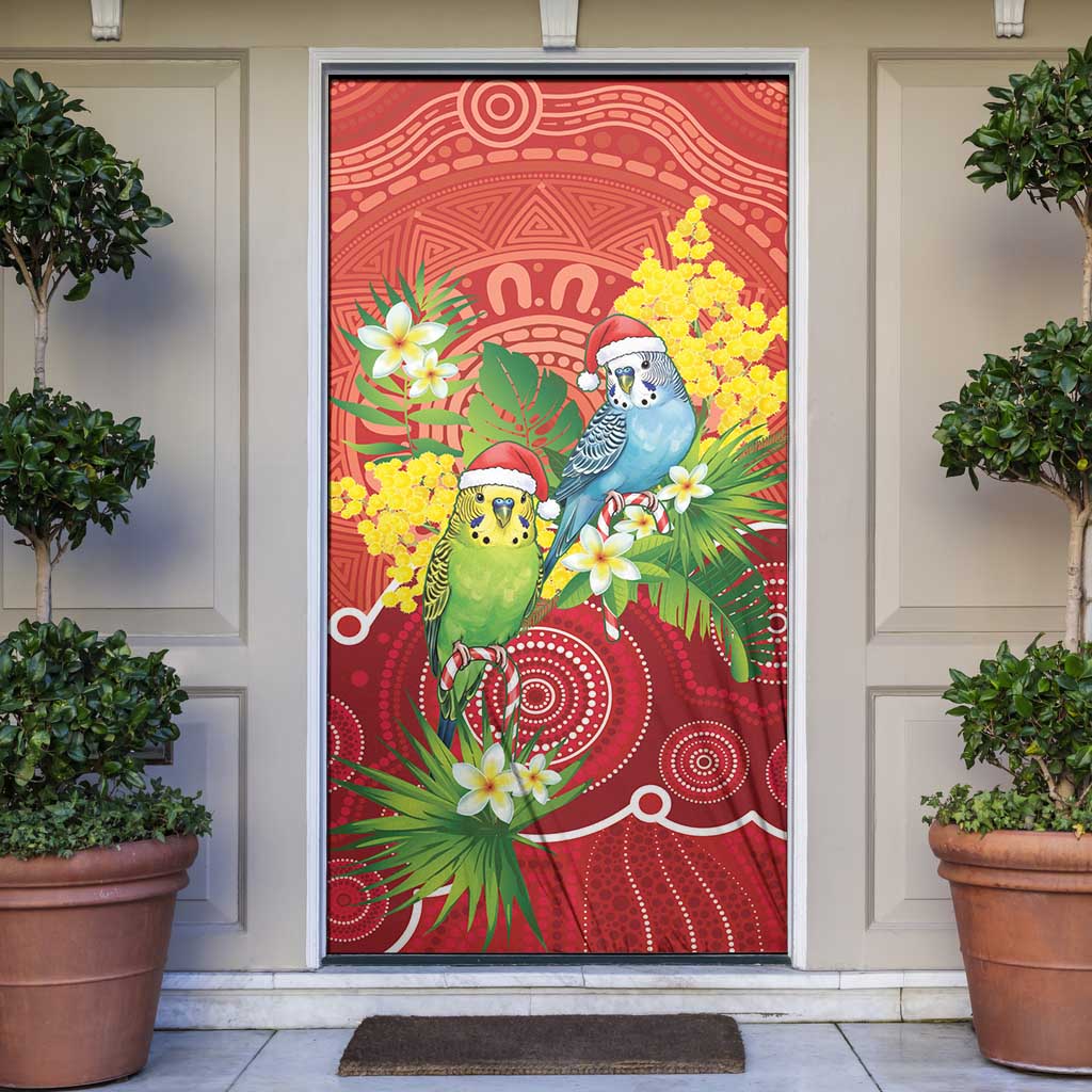 Budgerigar Australia Christmas Door Cover Budgies Golden Wattle Aboriginal Red - Aussie Hoodie
