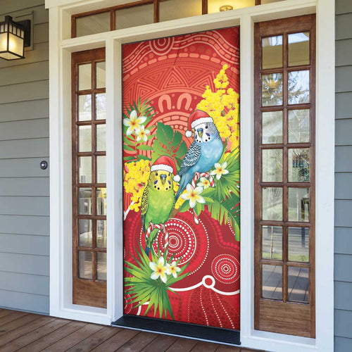 Budgerigar Australia Christmas Door Cover Budgies Golden Wattle Aboriginal Red - Aussie Hoodie