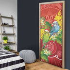 Budgerigar Australia Christmas Door Cover Budgies Golden Wattle Aboriginal Red - Aussie Hoodie