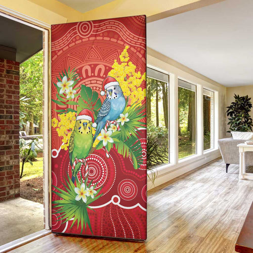 Budgerigar Australia Christmas Door Cover Budgies Golden Wattle Aboriginal Red - Aussie Hoodie
