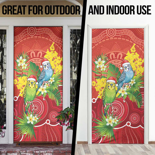 Budgerigar Australia Christmas Door Cover Budgies Golden Wattle Aboriginal Red - Aussie Hoodie