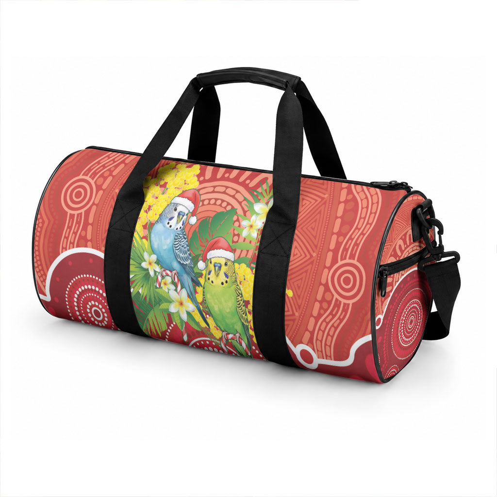 Budgerigar Australia Christmas Duffle Bag Budgies Golden Wattle Aboriginal Red