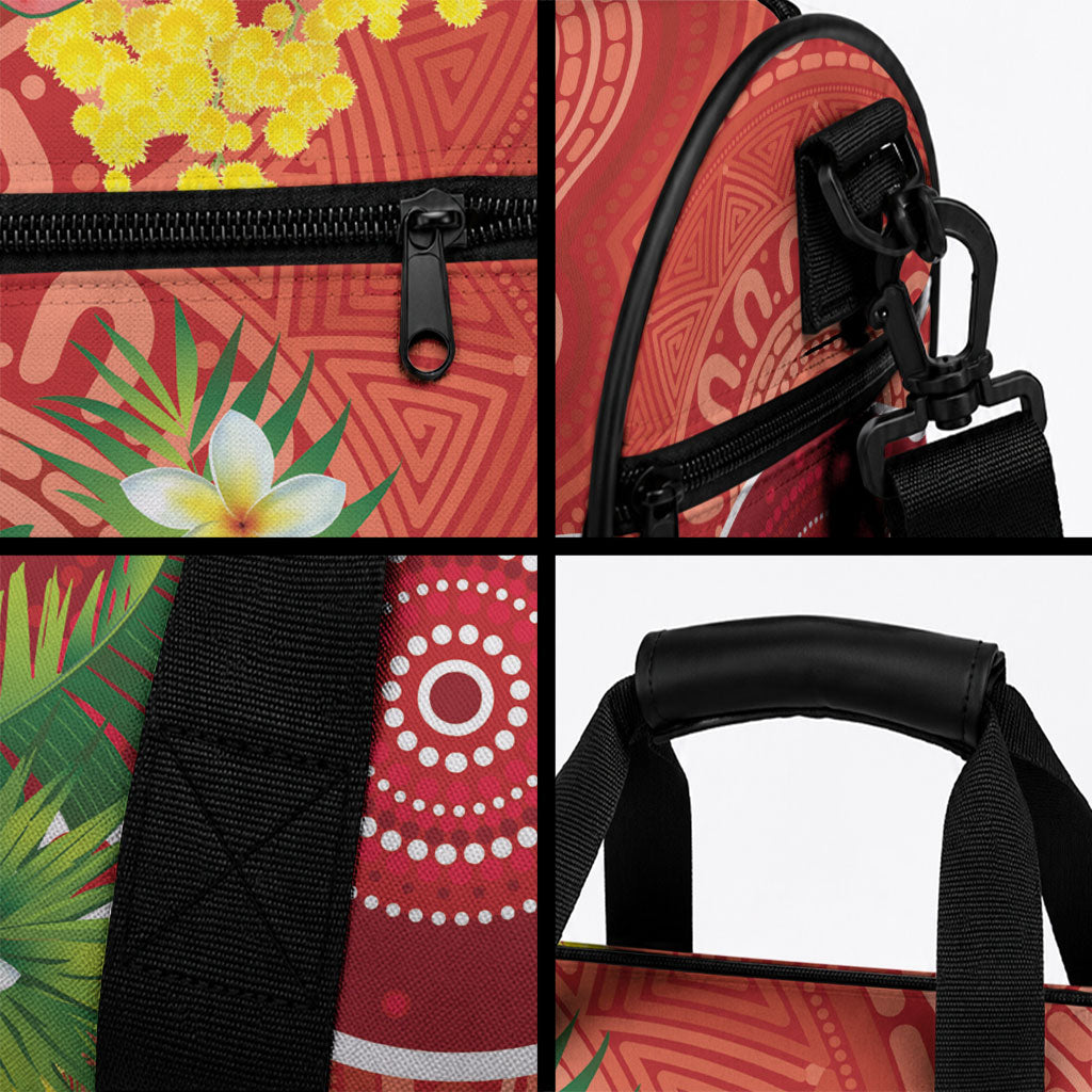 Budgerigar Australia Christmas Duffle Bag Budgies Golden Wattle Aboriginal Red