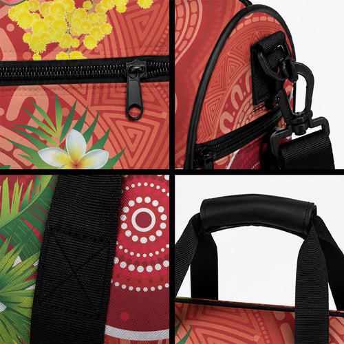 Budgerigar Australia Christmas Duffle Bag Budgies Golden Wattle Aboriginal Red