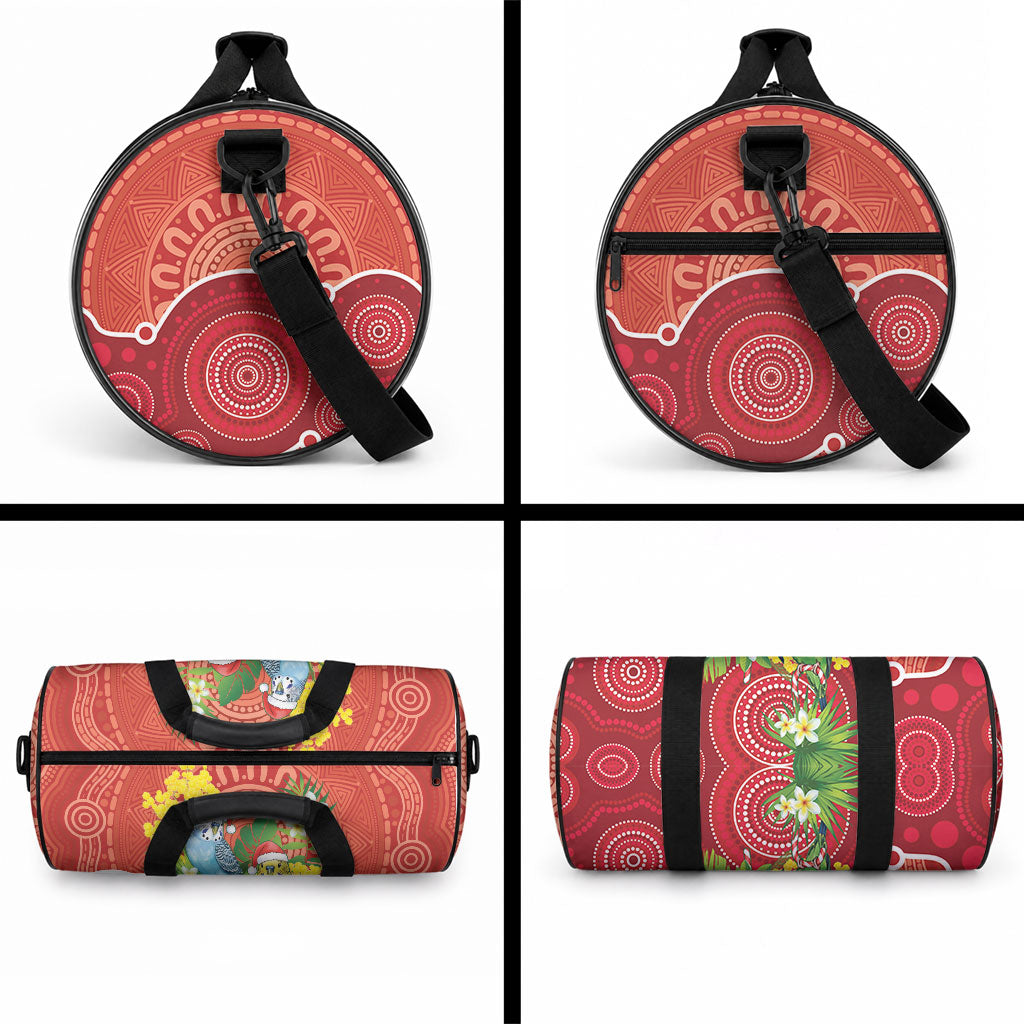 Budgerigar Australia Christmas Duffle Bag Budgies Golden Wattle Aboriginal Red
